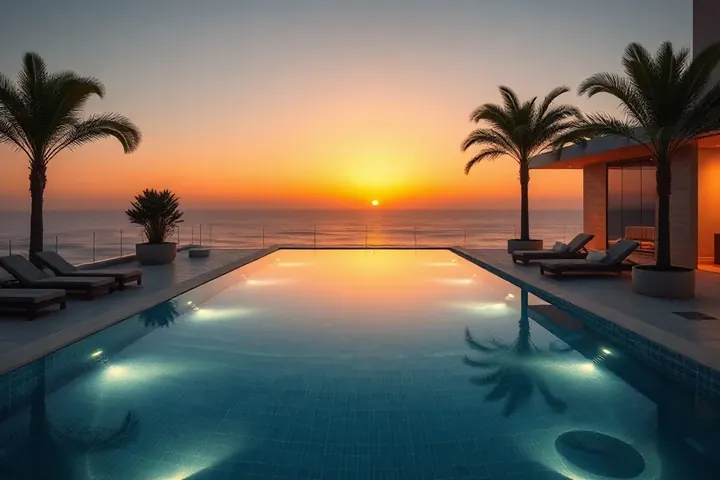 A spa, fitness centers, and pools