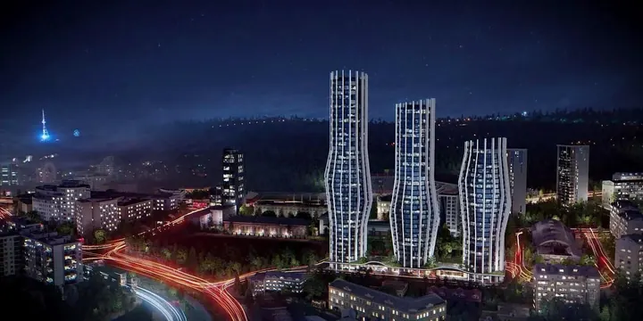 Комплекс с высоты птичьего полёта, рядом стадион имени Михаила Месхи