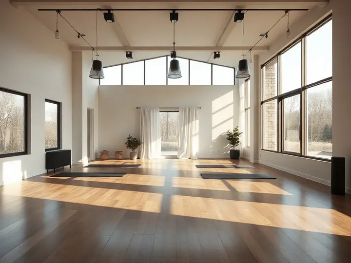 Yoga studio, spa, and fitness room
